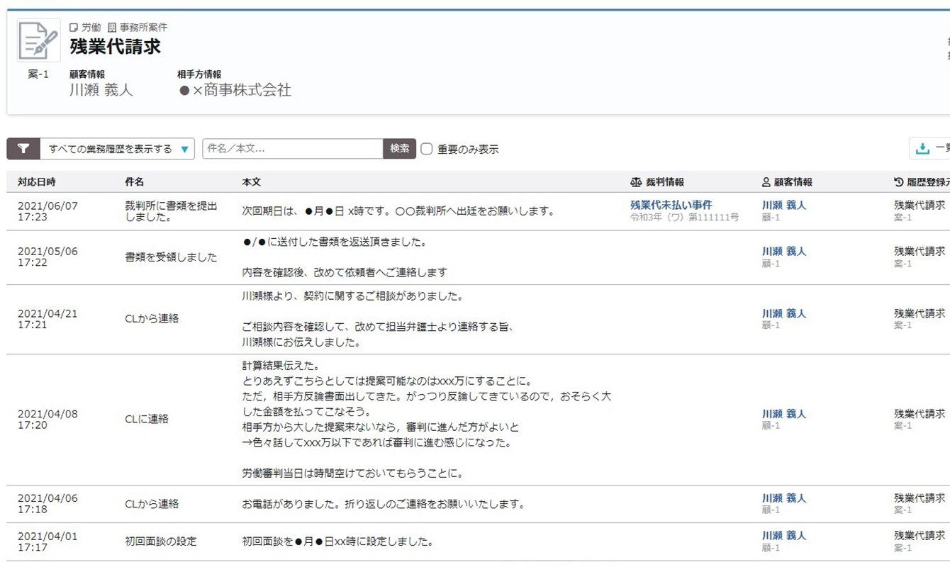 業務履歴